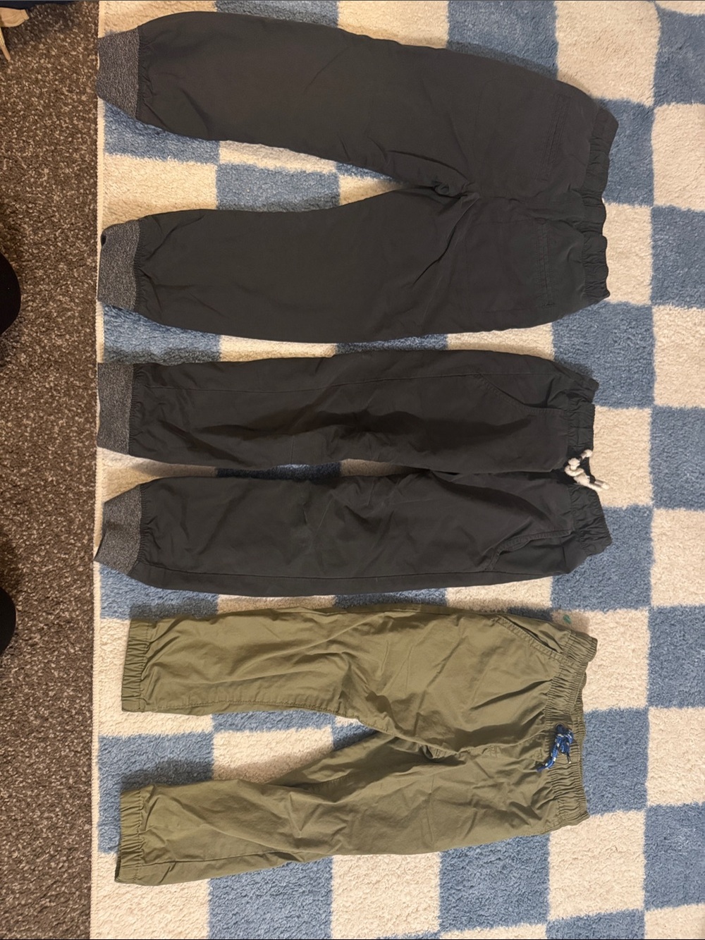 Toddler Elastic Waist Casual Pants - Black and Olive